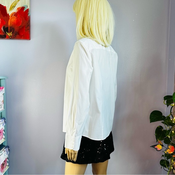 Talbots tapered fit wrinkle resistant stretch white top - Picture 5 of 15